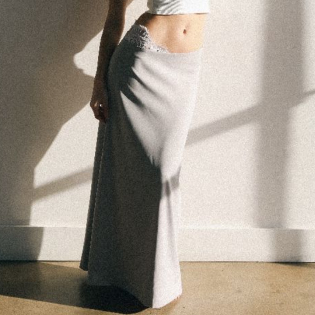 Jin Giorgio Char Peak Lace Maxi Skirt In Grey